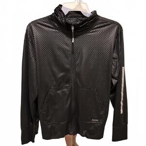 NINE WEST ACTIVE S WOMEN SHEER BLACK ZIP UP JACKET SIZE MEDIUM